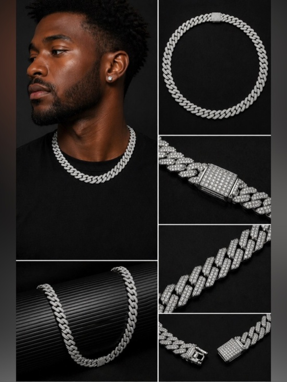 18" Iced Out Cuban Chain Necklace - Silver